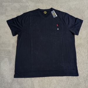 New Polo Ralph Lauren T Shirt Mens Sz 2XB Blue V Neck Short Sleeve Cotton Pony
